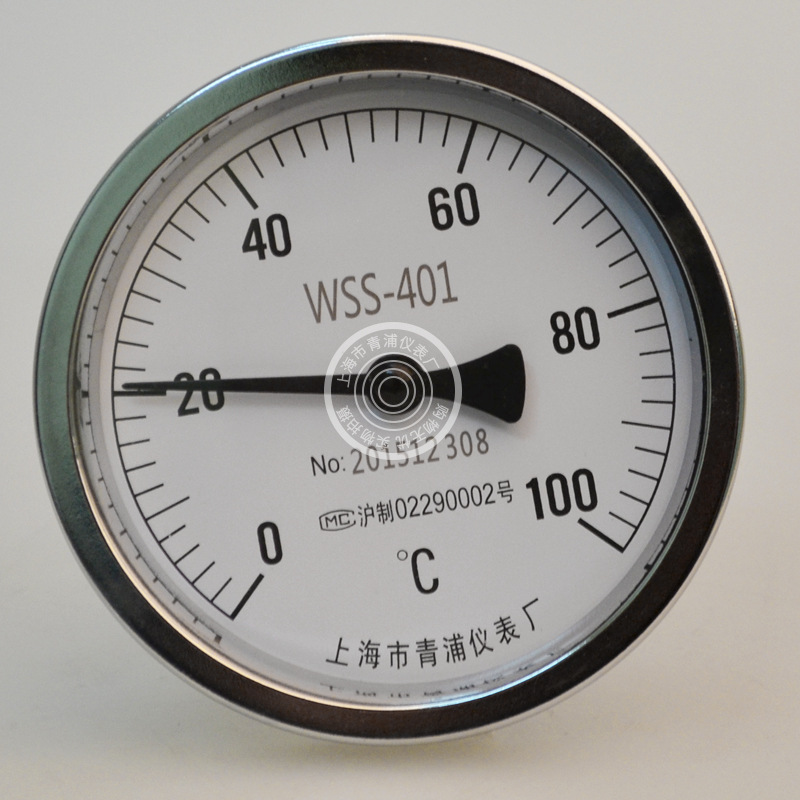 青浦仪器仪表厂wss401轴向双金属温度计不锈钢管道温度计批发