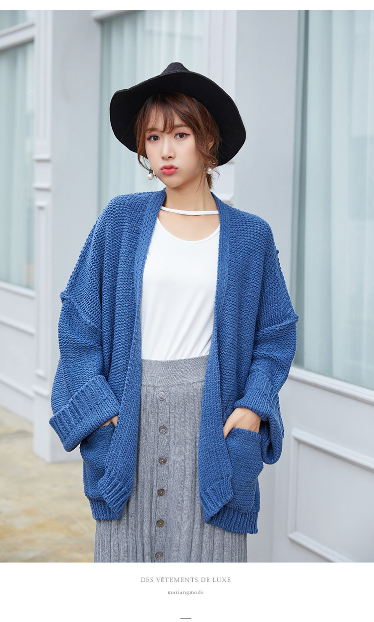 2020春季新款日系时尚休闲慵懒中长款开衫针织衫女式毛衣一件代发