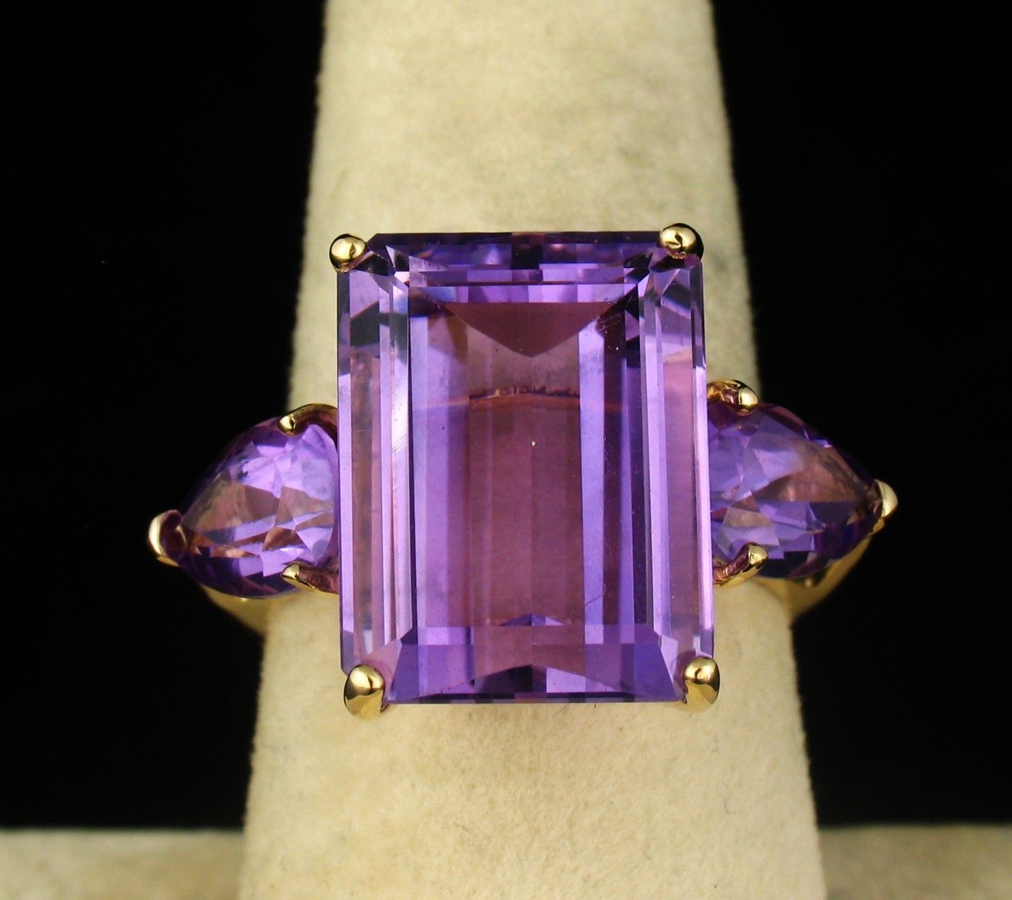 欧美热卖碧玺镶钻戒指 紫水晶宝石分码指环 镀18k黄金戒指银饰品