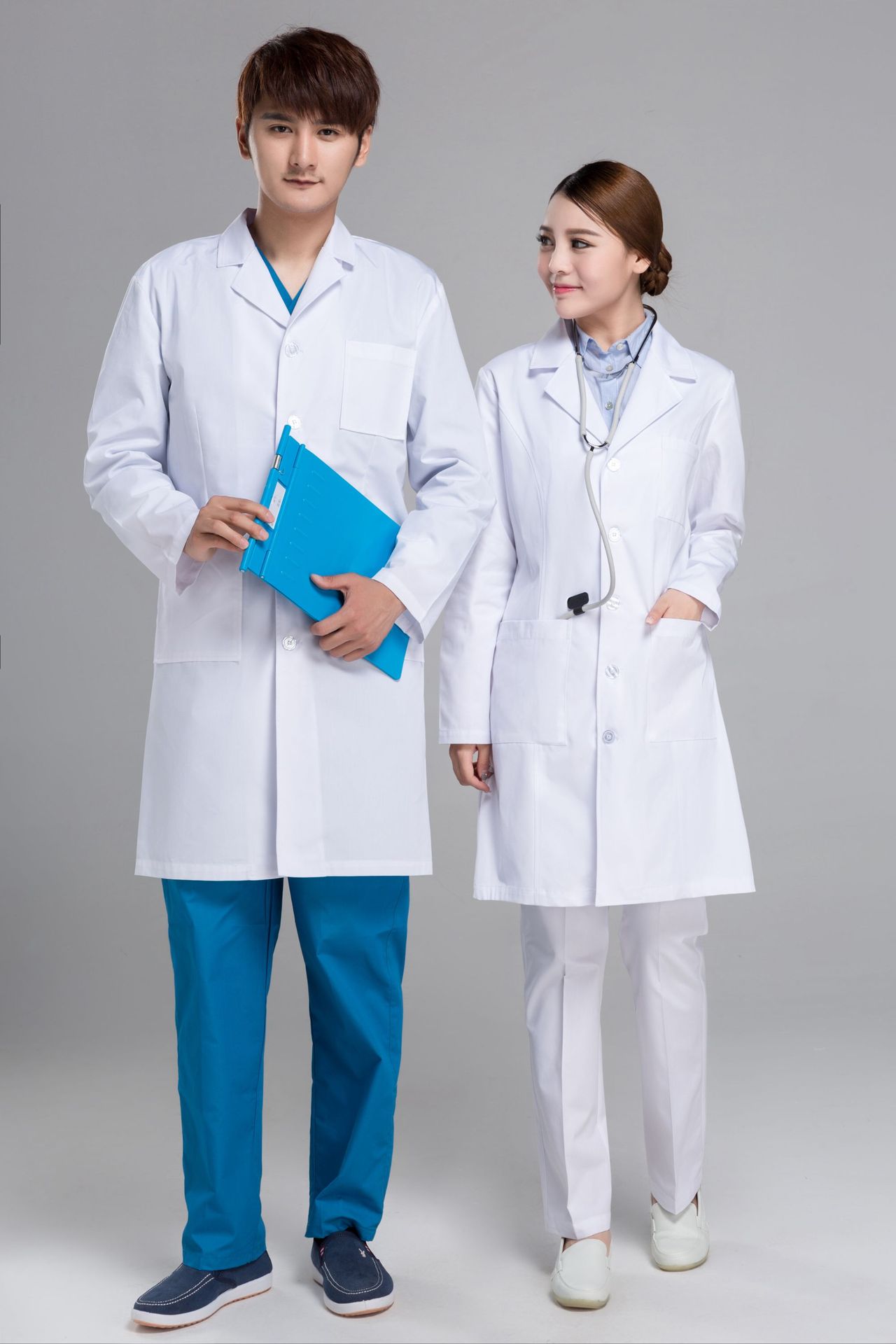 定做劳保医院医生护士服韩版白大褂药店技师美容足疗工作服长袖春