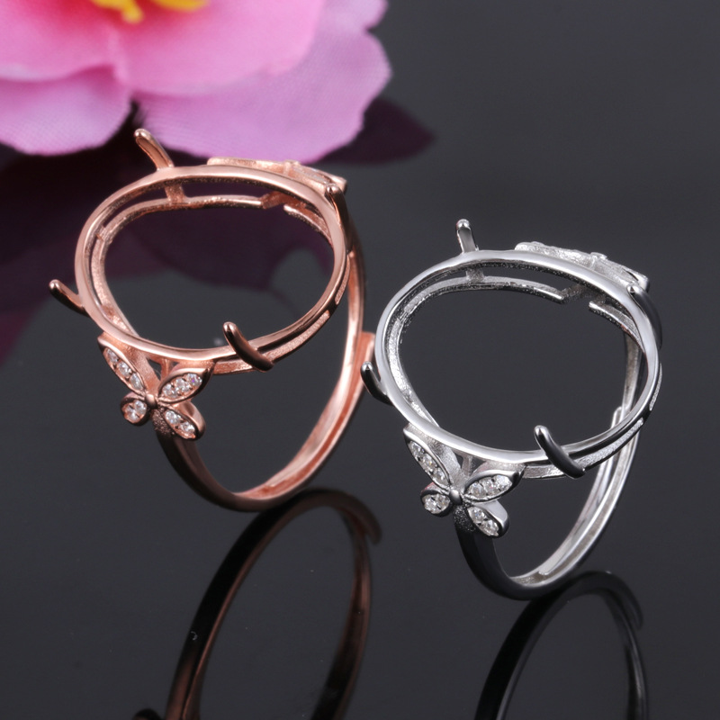 厂家批发13*17椭圆形戒托 925银戒指空托纯银精美女式银戒空托