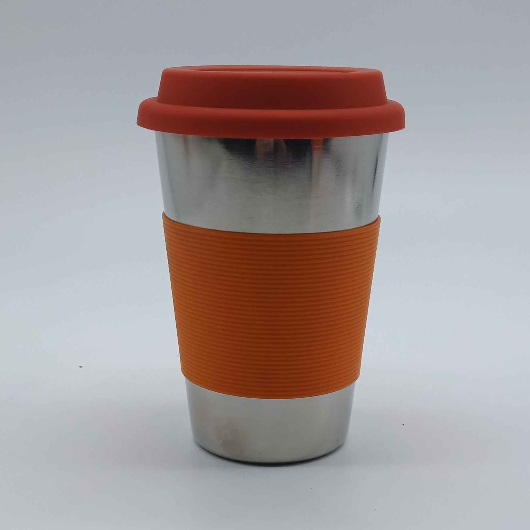 外贸热销500ml单层不锈钢咖啡杯隔热硅胶套便携保冷图案可定制