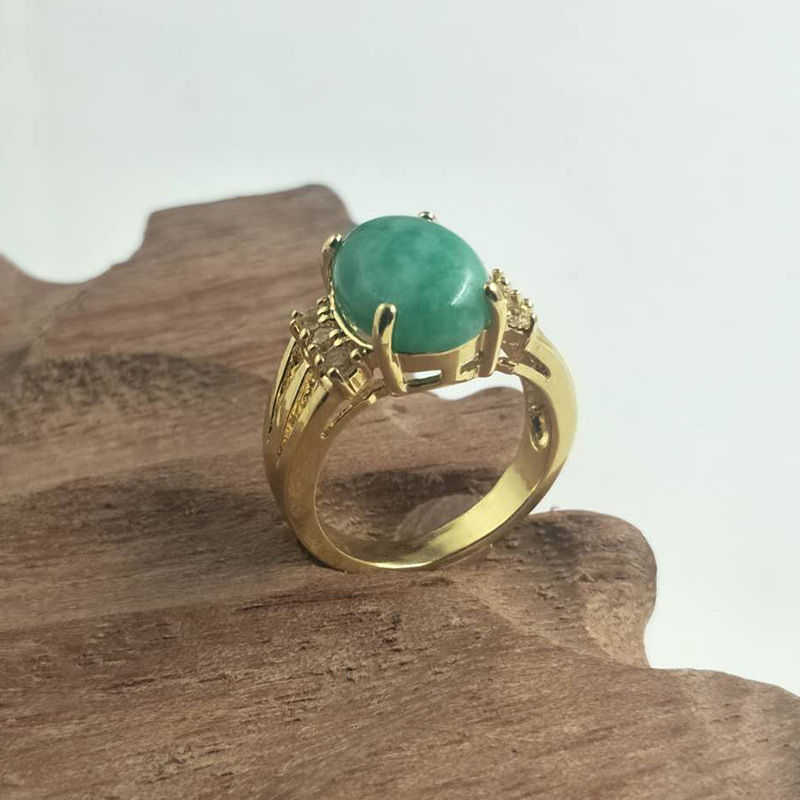 雅玉堂玉器批发金镶玉戒指 韩版镶玉指环 金色银色镶嵌韩玉戒指