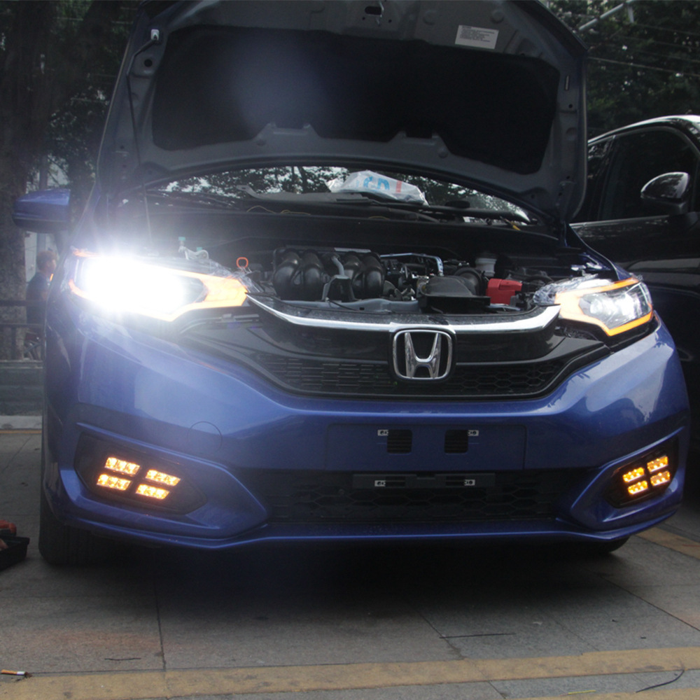 适用于18款本田新飞度四眼led三色雾灯日行灯 美洲 中东 东南亚