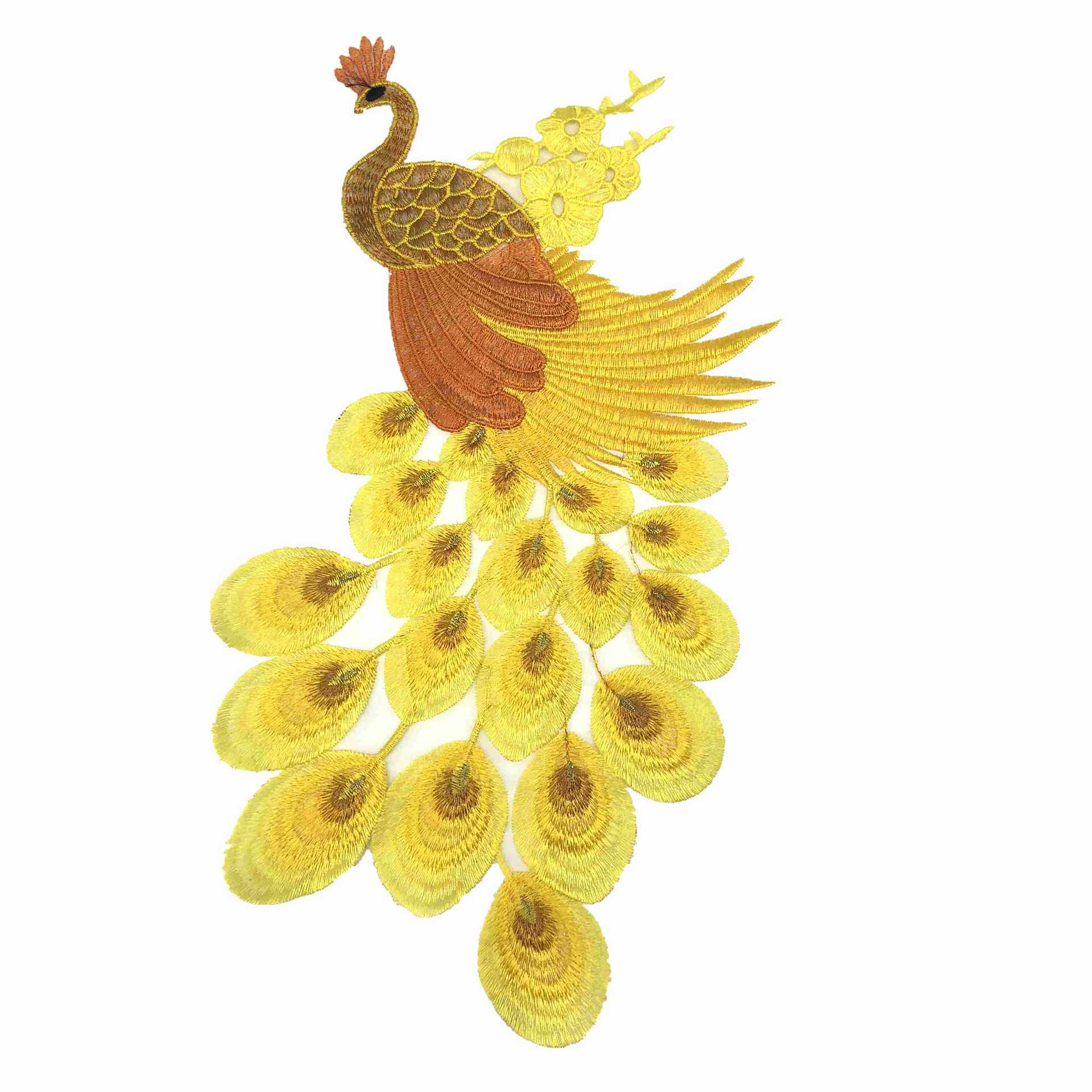 新款7色网纱孔雀刺绣领花 童装服装贴花辅料 绣花补丁贴 水溶花