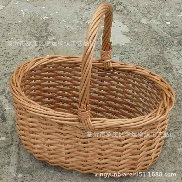 Willow Vine Storage Basket Wicker Basket Cane Basket round Basket Storage Shandong Linyi Lucky Factory Exclusive Supply