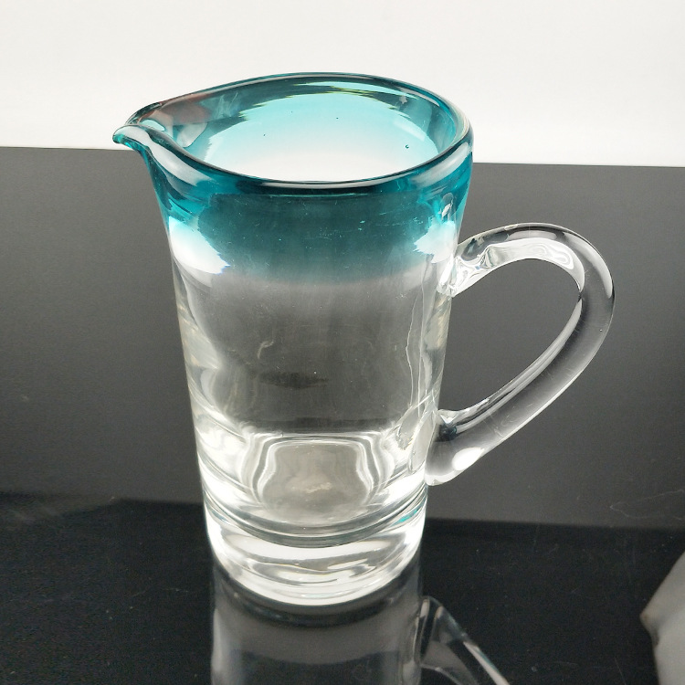 人工吹制开口工艺套绿色玻璃壶果汁水大容量冷水壶带把啤酒扎壶