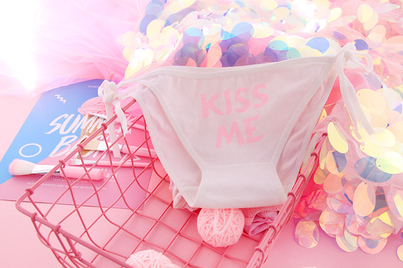 日系字母kiss me二次元胖次动漫绑带胖次萝莉少女软妹内裤c008-5