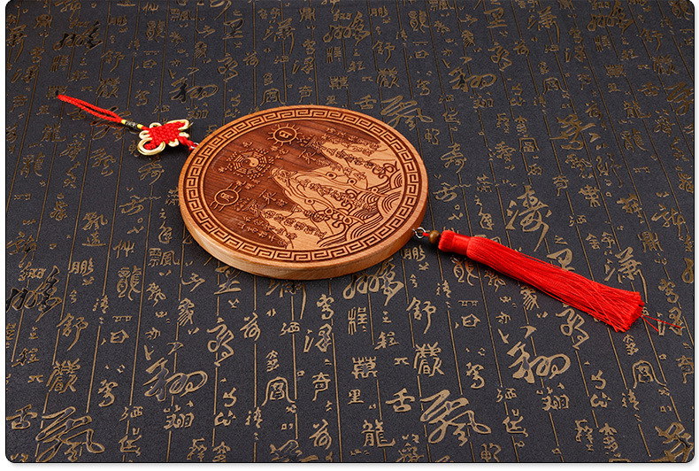 厂家供应正宗桃木山海镇 圆形方形摆件挂件 九宫八卦牌