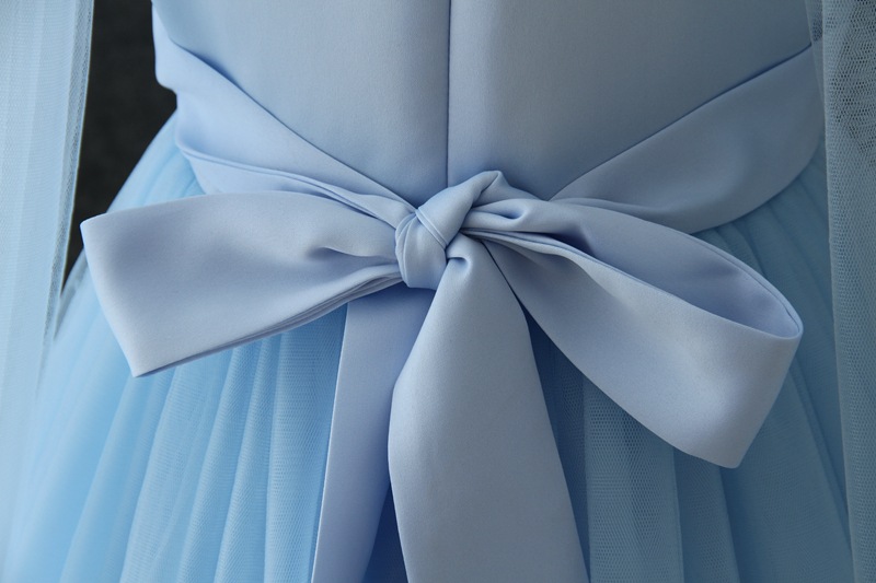 童礼服高档长裙晚礼服花童婚纱舞台主持服装浅蓝色奢华女童纱裙子