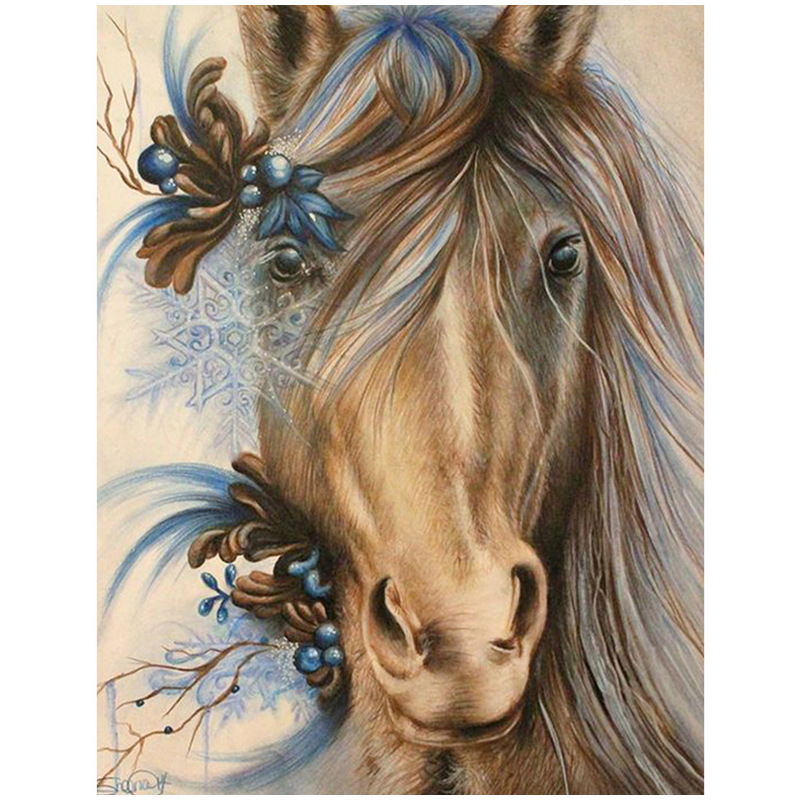 速卖通wish亚马逊外贸厂家货源 diy钻石画满钻 新款动物 骏马图