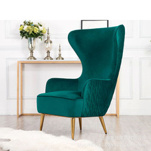 轻奢北欧简约天鹅绒单人沙发椅现代小户型客厅休闲布艺高背老虎椅