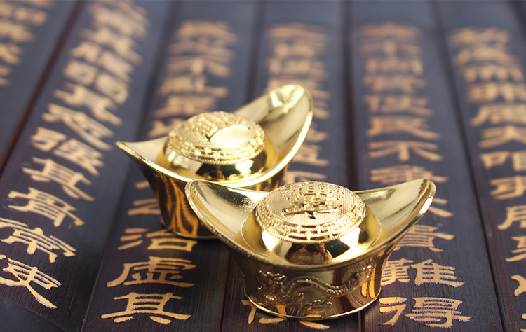合金龙凤金元宝摆件 银元宝居家用品风水饰品金属工艺品批发