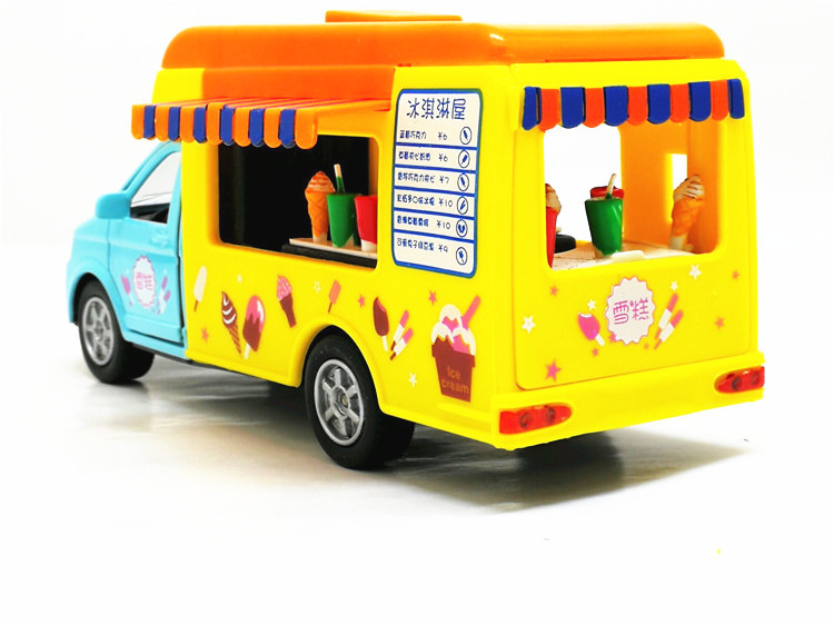 合金车模 儿特爱冰激凌车 流动快餐车模型 雪糕车玩具 声光回力车