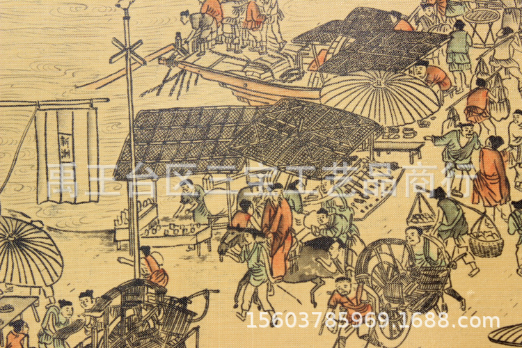 国画-清明上河图全图全景7米长卷张择端1:1复制精装裱高档木盒传世名