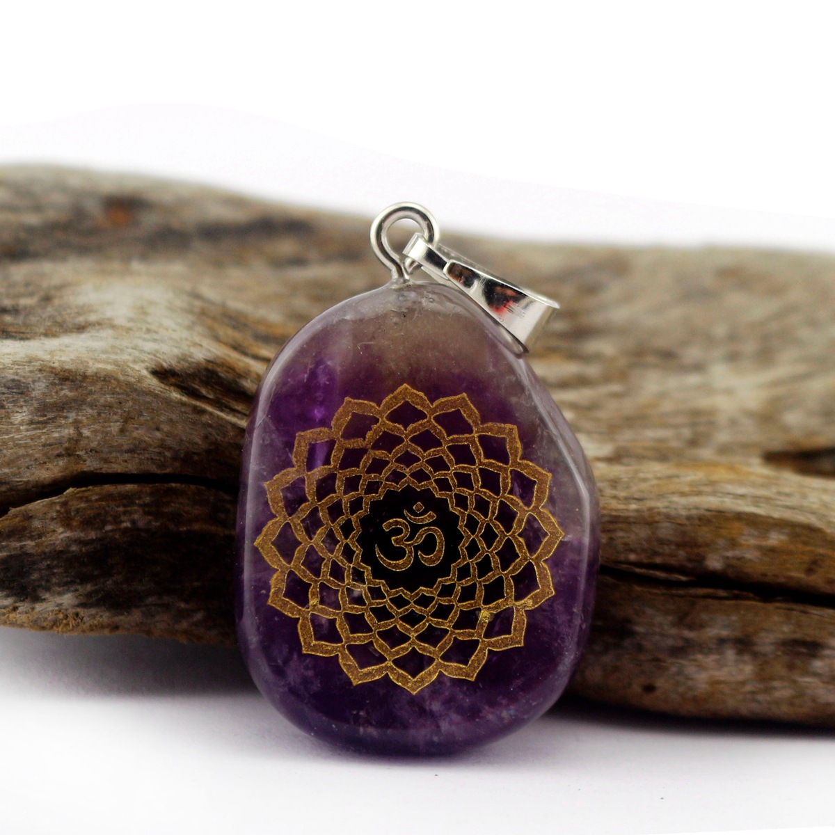 新款爆款天然水晶椭圆随形吊坠七彩脉轮吊坠创意水晶项饰 可定做