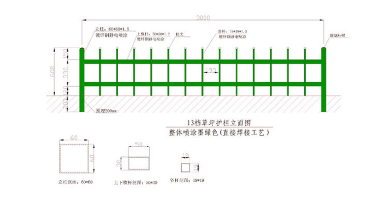 厂家供应锌钢草坪护栏市政园林防护栏小区花坛绿化带围栏