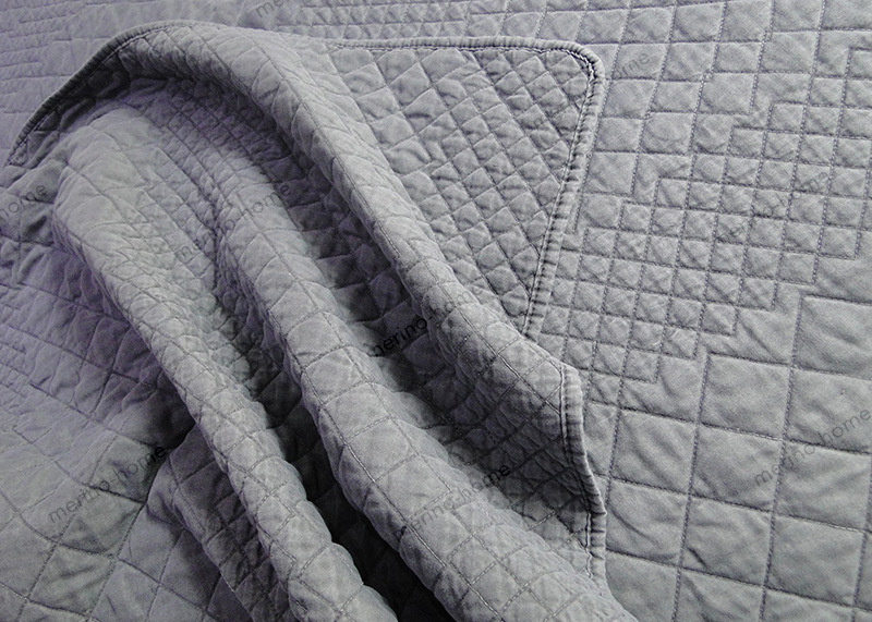 mh 磨毛布砂洗大气绗缝被外贸床盖三件套床罩空调被舒适薄夏凉被