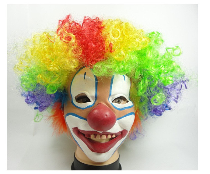 欧美彩色爆炸头球迷派对假发 cosplay彩虹球迷小丑假发发套头套