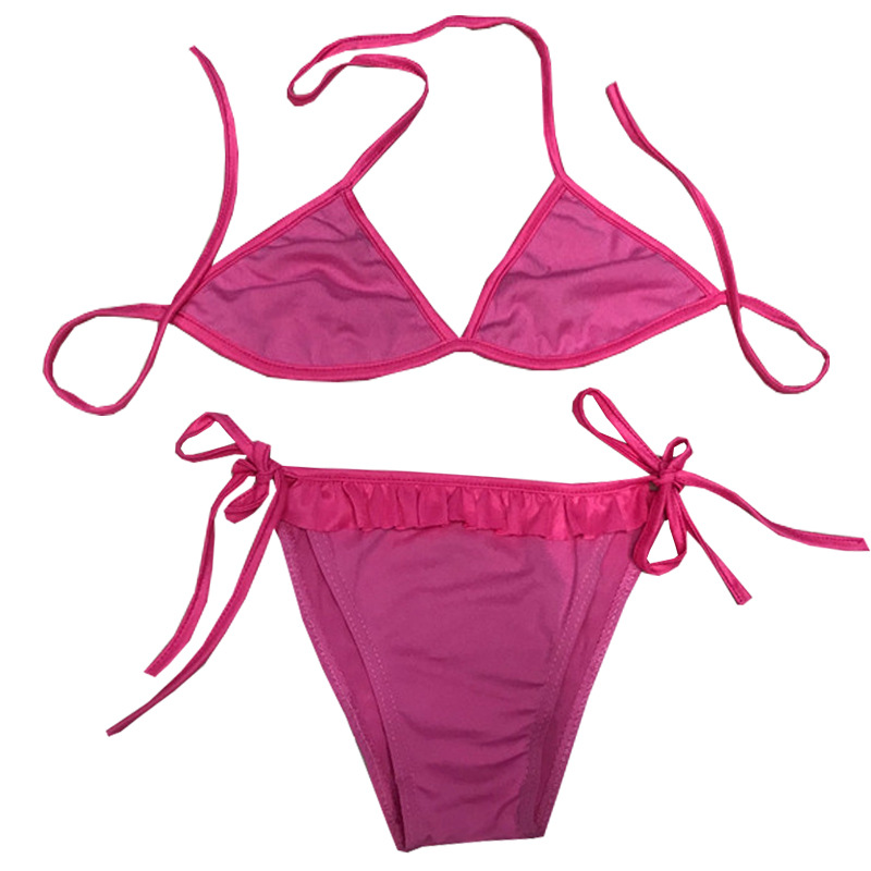 女童泳衣 比基尼分体女孩子泳衣 温泉游泳粉色泳装