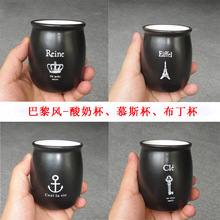 陶罐甜品杯 黑色中温陶罐 黑色甜品布丁杯 陶瓷酸奶杯印logo