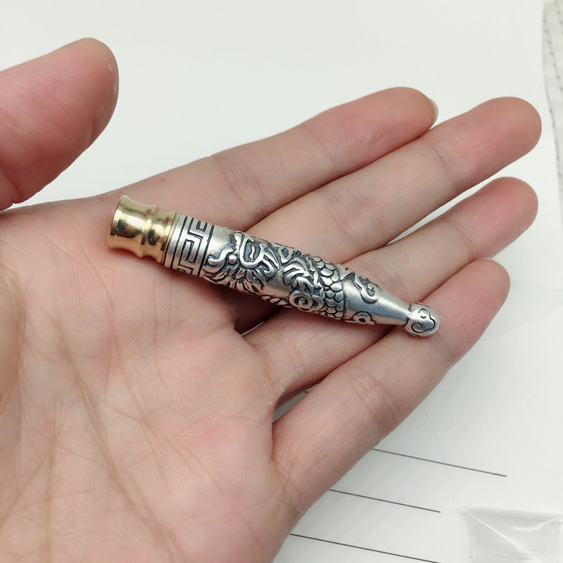 良平银饰 银烟嘴足银s925泰银光面腾龙缠绕银烟嘴 可拆洗滤嘴