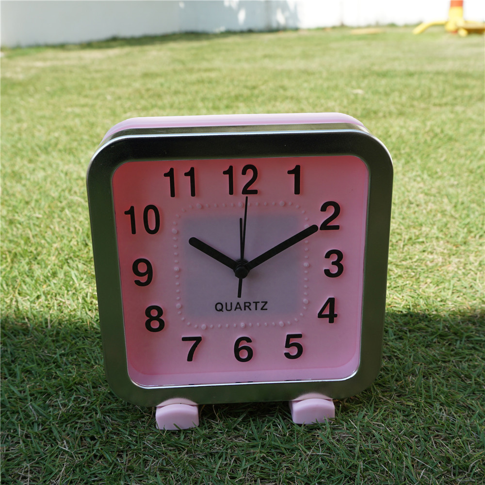 方形电镀银圈立体数字闹钟创意学生多功能儿童闹钟可爱桌面卧室摆