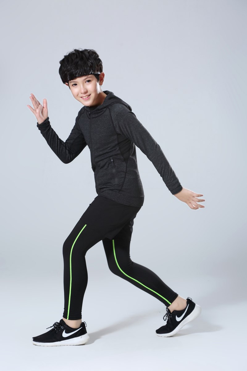 运动儿童紧身衣紧身裤套装男秋冬速干健身服跑步长袖篮球服四件套