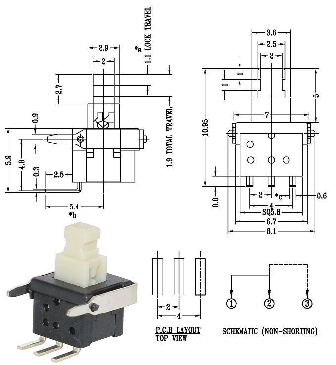 侧插型卧式自锁开关生产,卧式按键开关制造,侧面卧式自锁开关