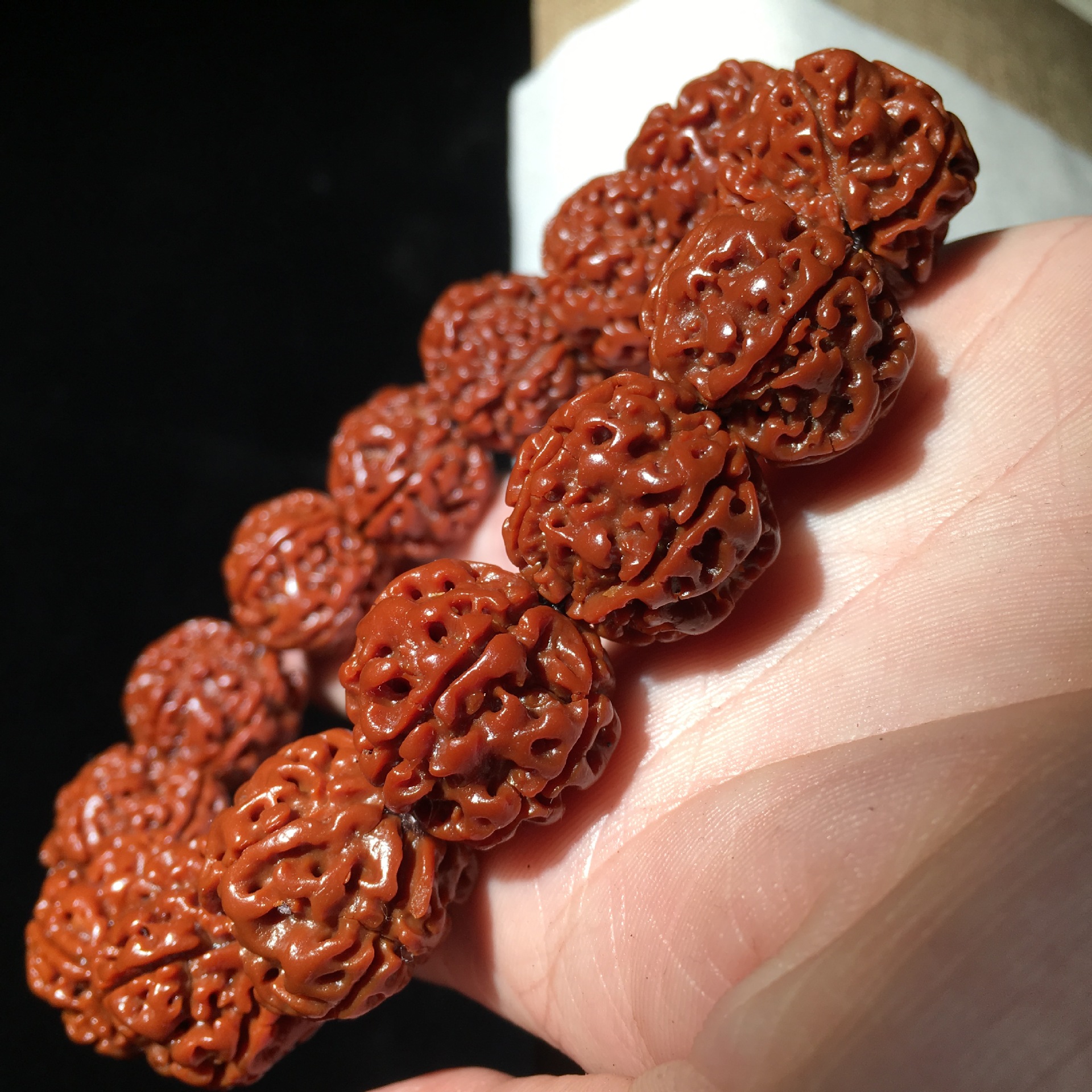 尼泊尔金刚菩提手串 机刷玉化包浆五瓣爆肉大金刚菩提子 佛珠批发