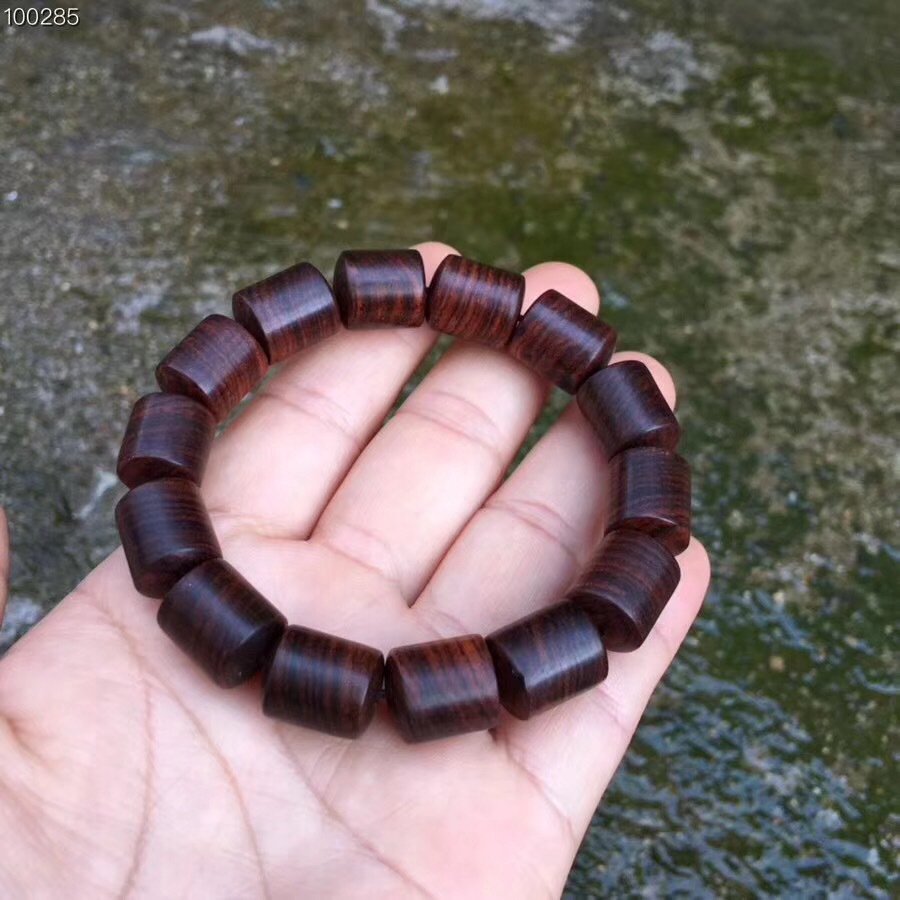 海南黄花梨手串男女款紫油梨虎皮纹桶珠佛珠