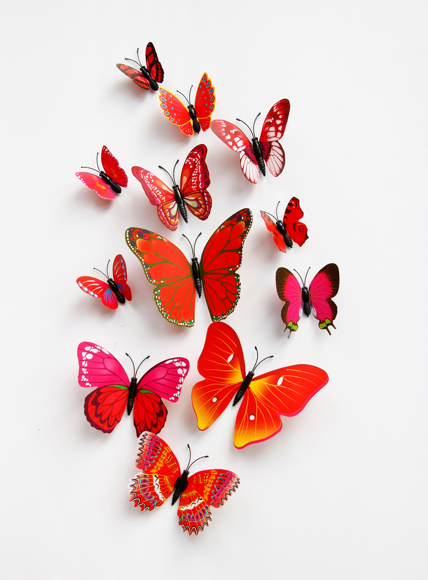 3d五色系立体蝴蝶创意3d蝴蝶墙贴饰品卧室窗户任意贴电视背景