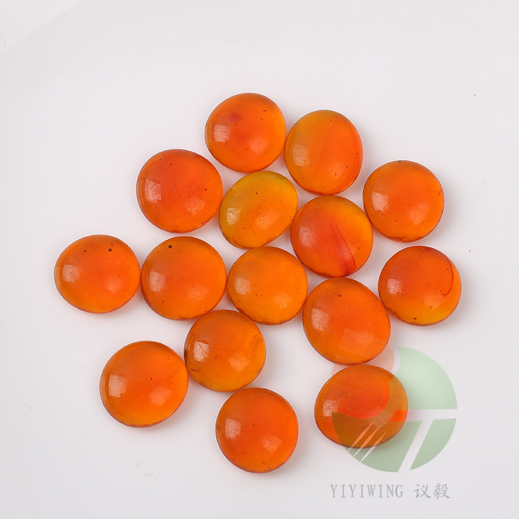 100粒17-20mm透明橘色扁珠 1.7-2.0cm彩色橘红扁珠棋子装饰 500克