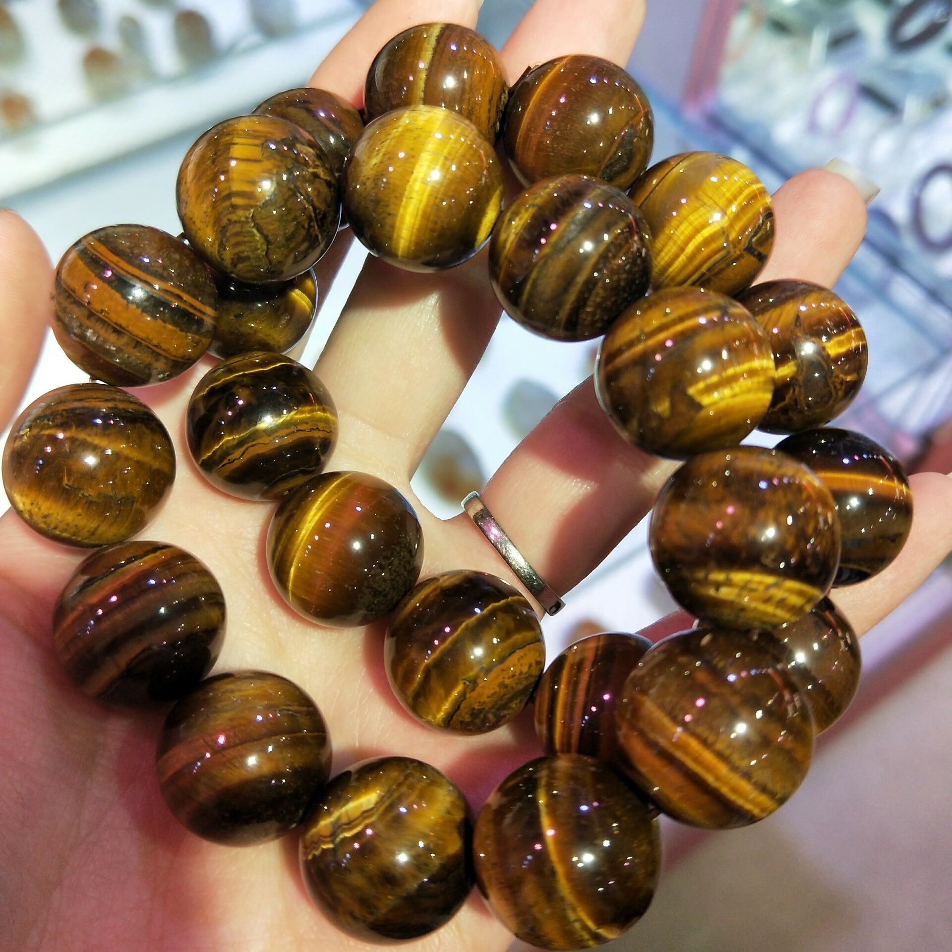 天然虎眼石手链 虎睛石佛珠手串 低价礼品饰品虎石厂家直销批发