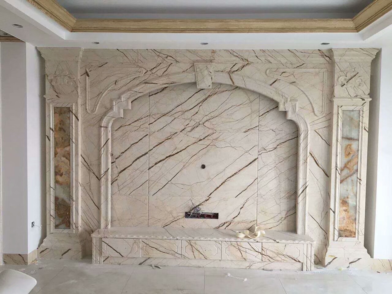 厂家供应天然玉石电视背景墙大理石米黄玉马赛克松香玉松香黄40板