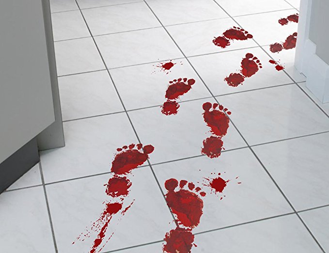 万圣节装饰贴纸玻璃静电窗贴地贴血手印脚印鬼节客厅卧室装饰墙贴_旺