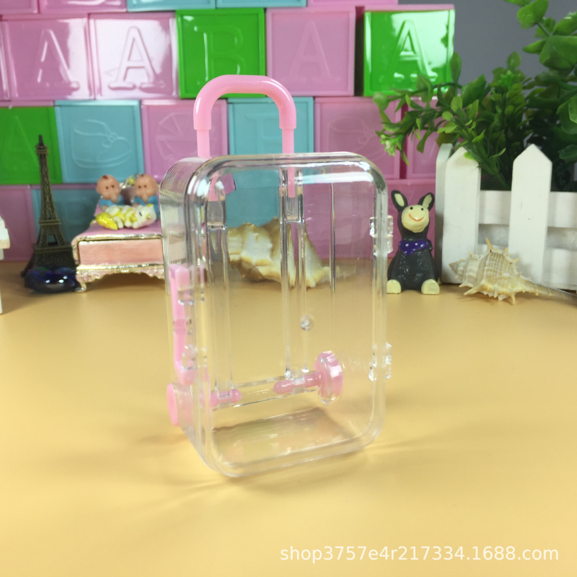 Foreign Trade E-Commerce Cross-Border Supply Personalized Creative Wedding Candies Box Transparent Trolley Case Luggage Suitcase Factory Wholesale