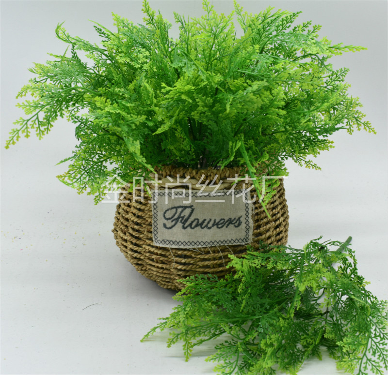 artificial flower artificial plant  7 Fork Eucalyptus Persian Grass Plastic Fake Flower and Greenery Pot Simulation Plant Wall Accessories