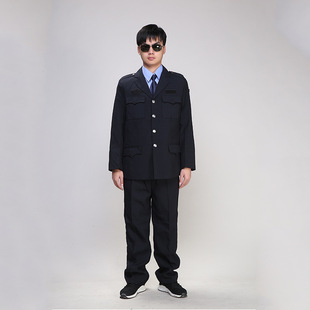 老式藏青保安春秋套服 笔挺 贡丝锦 厂家直销 保安春秋装