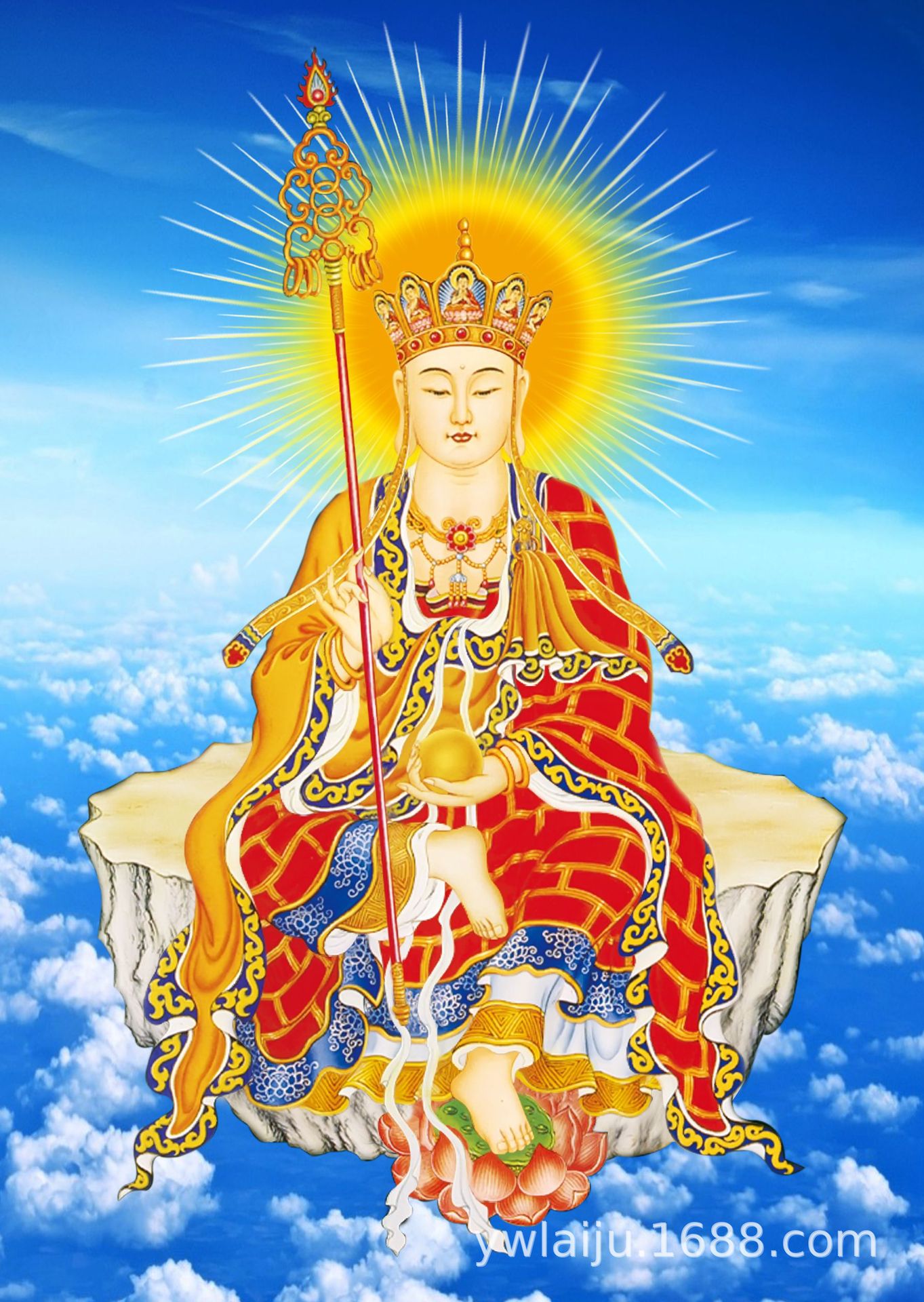 高清pet三维立体光栅装饰画 3d三圣观音地藏财神菩萨佛像 50*70cm