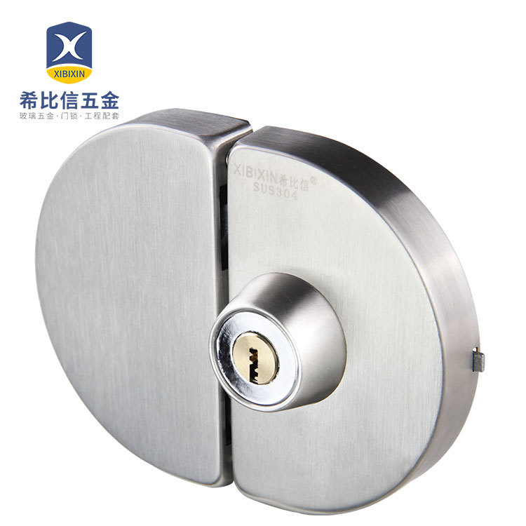玻璃门锁不锈钢304有框木门铜芯圆形玻璃锁推拉门移门锁厂家批发