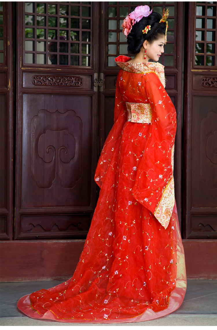 古装唐装汉服贵妃装拖尾皇后服装大明公主舞台演出服装影楼