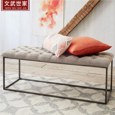 简约北欧换鞋凳长条凳沙发凳长板凳服装店长凳子穿鞋凳铁艺床尾凳