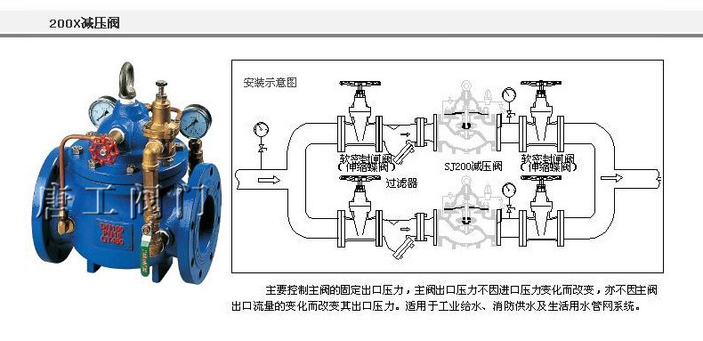 厂家直销200x减压阀 200x先导式减压阀 200x自来水可调式减压阀