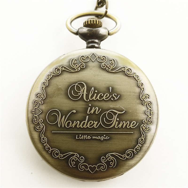 爱丽丝梦游仙境 复古怀表 爱丽丝与兔子动漫怀表女卡通翻盖镂空