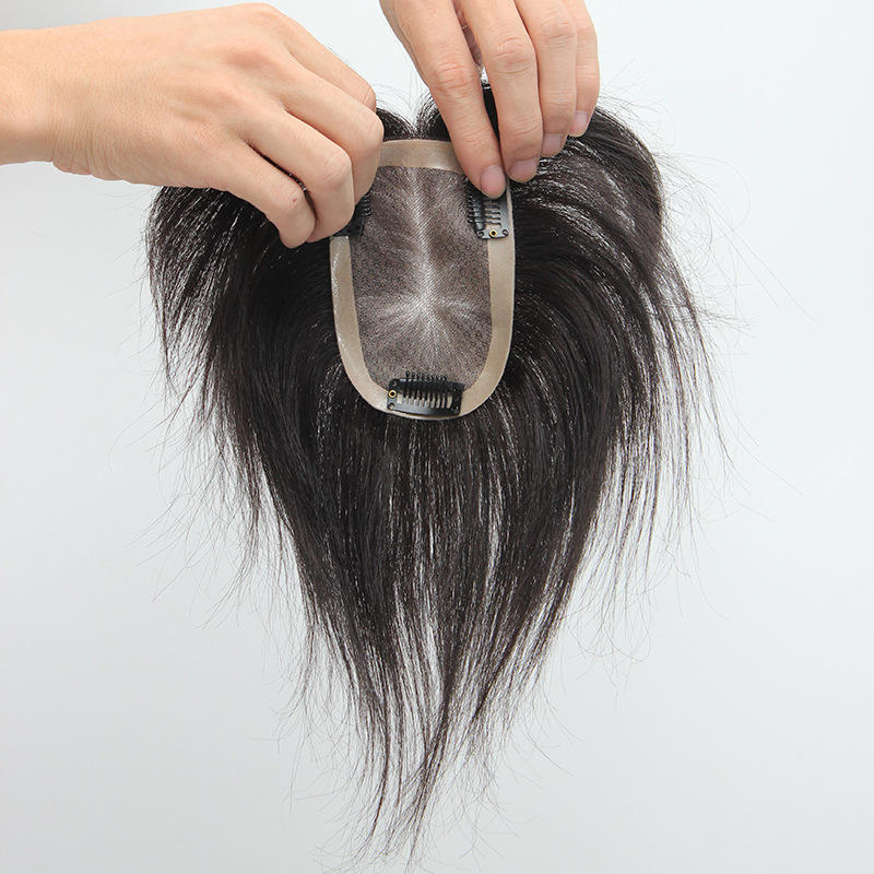 许昌假发厂家批发全手织mono网补发块女士头顶盖白发假发片真发