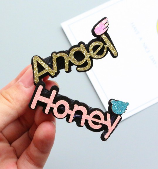 中文字体天使英文字母发夹全包布字母发夹全包布安全夹超萌字体夹