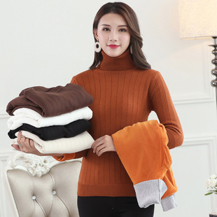 实拍现货高领加绒毛衣女冬季加厚保暖打底衫中年时尚百搭针织衫潮