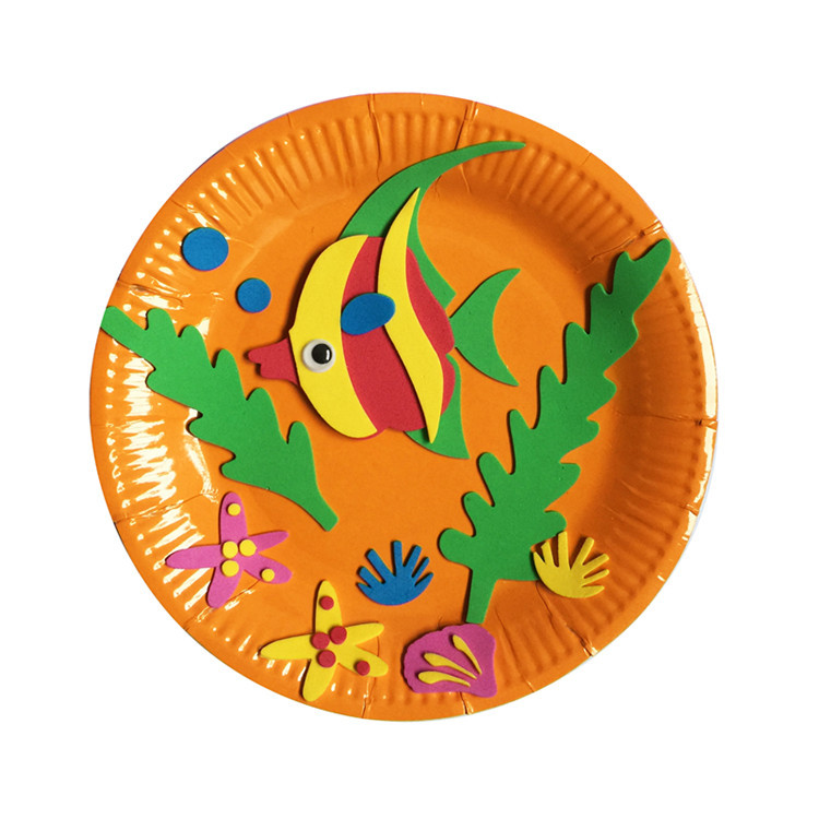 儿童diy手工纸盘画 手工制作幼儿园美劳创意材料包卡通彩盘粘贴画