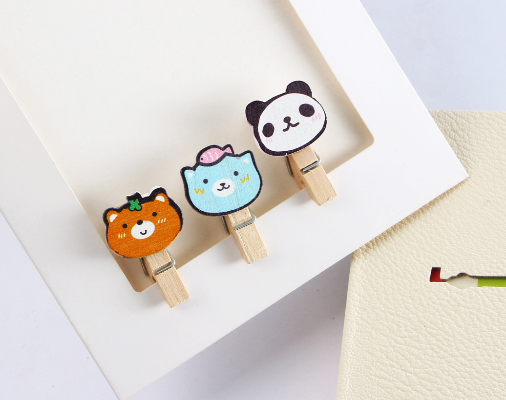 创意照片夹子相片夹便签夹送麻绳小木夹子留言夹卡通夹子新款动物